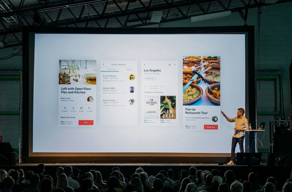 A founder presenting a pitch deck