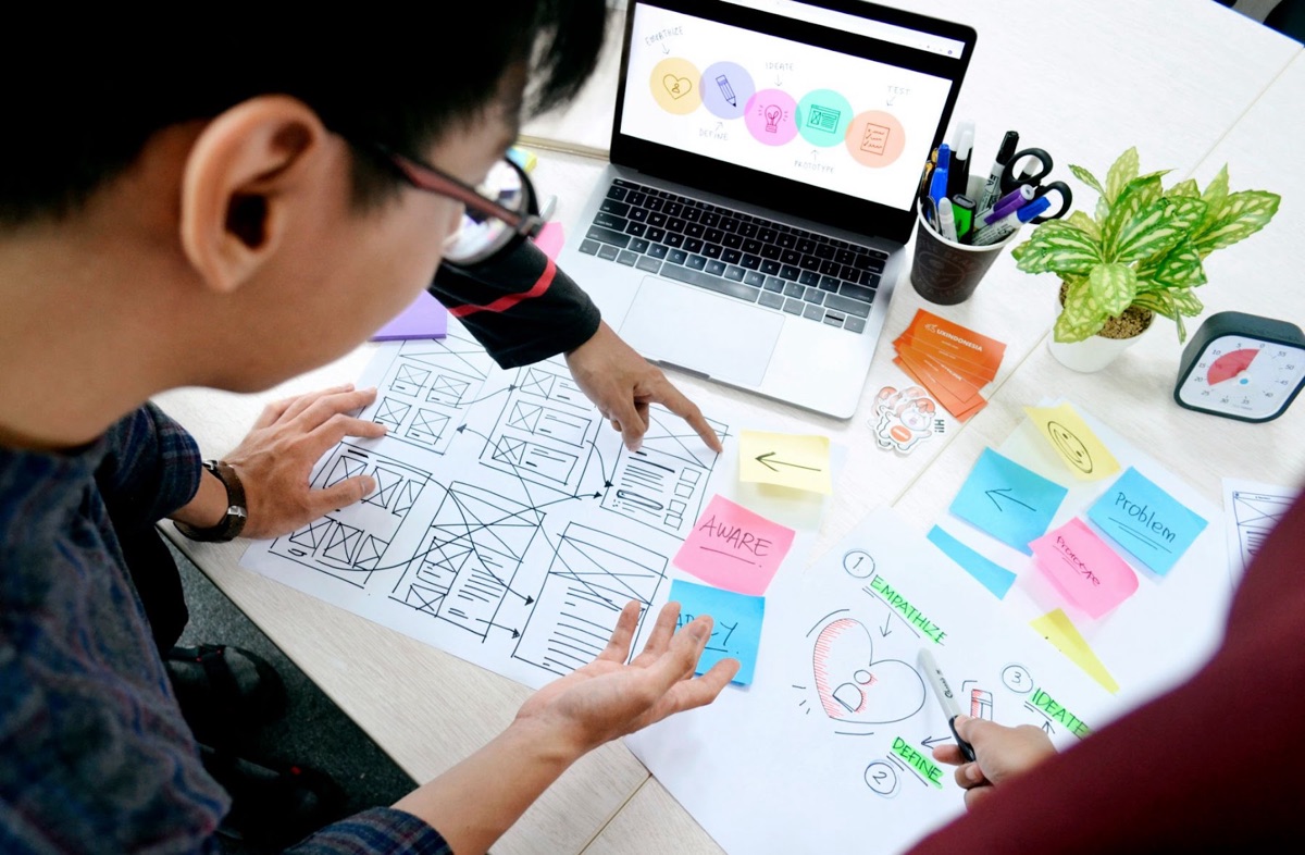 Founders reviewing a product together